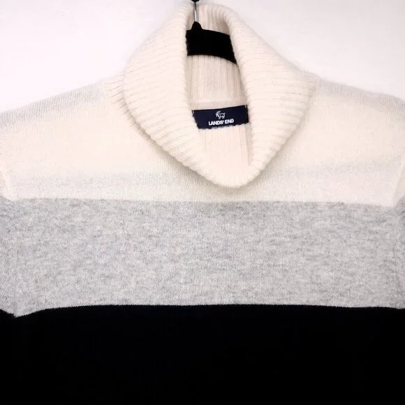 Land's End 100% Cashmere Turtleneck Sweater Women's Size Medium Soft Color Block - Picture 3 of 11